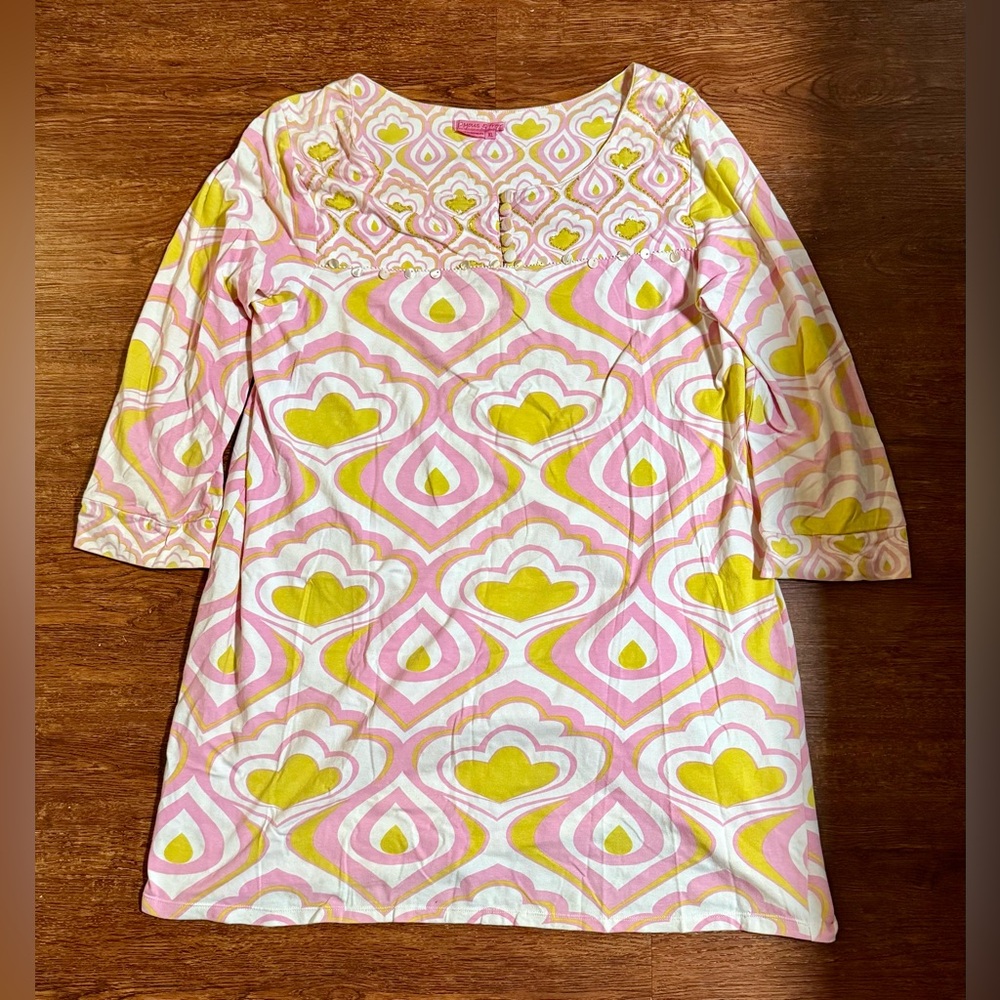 Joyous and Free Pink Sequin Embellishment Cotton Shift Dress Size XL